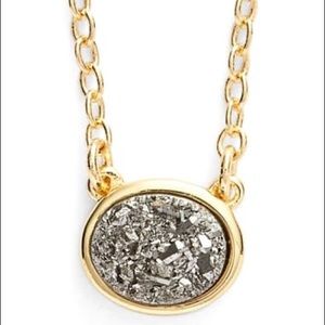 SONYA RENEE MINI DRUZY PENDANT NECKLACE YELLOW GOLD EUC